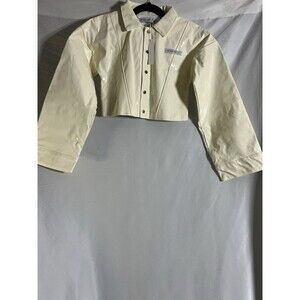 My Mum Made It Women's XS Ivory Vegan Leather Long Sleeve Crop Jacket NWT